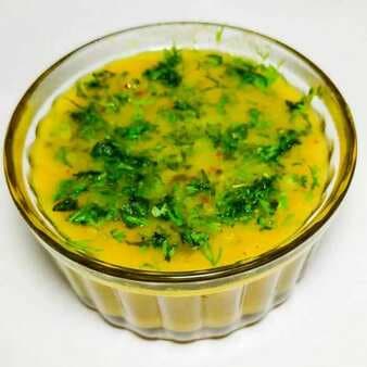 Bhagnari khaati daal with authentic fresh pounded masalas (tamarind tur dal tempered with fresh home made