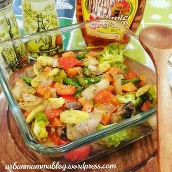 Buttery Baked Veggies With Maple Syrup Dressing