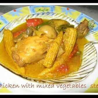 Chicken mushroom baby corn and mixed stew