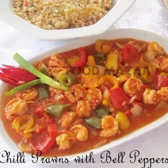 Chilli prawns with bell peppers