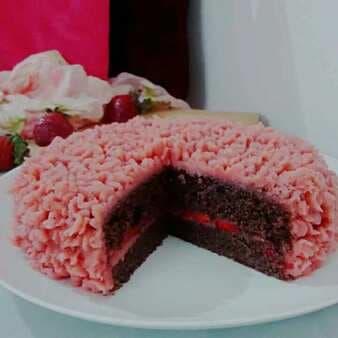 Chocolate Cake With Strawberry Buttercream Frosting