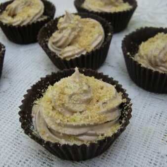 Chocolate cups filled with coffee cream
