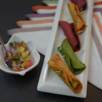 Colourful Parantha Bites With Sweet Potato And Salsa Filling
