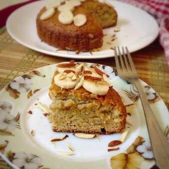 Eggless Banana-Almond Cake In Cooker