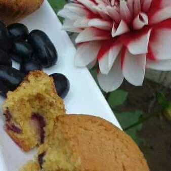 Eggless cornmeal fresh berries muffins:cherries::grapes: