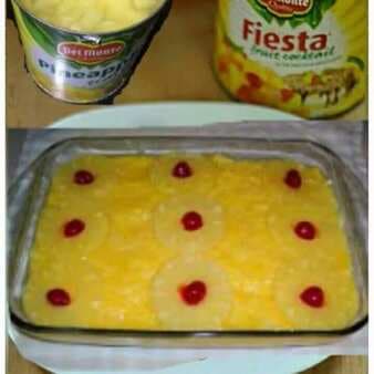 Eggless Pineapple Biscuit Pudding