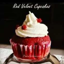 Eggless red velvet cupcakes
