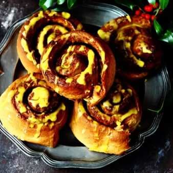 Eggless saffron clementine and mixed spice buns