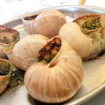 Escargots à la bourguignonne (snails in garlic-herb butter)