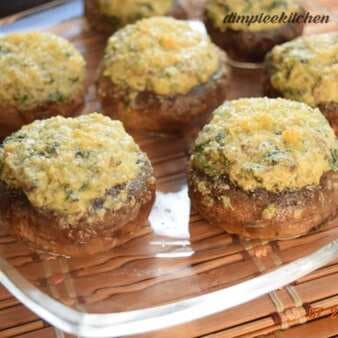 Four cheese and spinach stuffed mushrooms