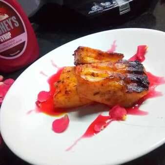 Grilled Paneer With Strawberry Syrup