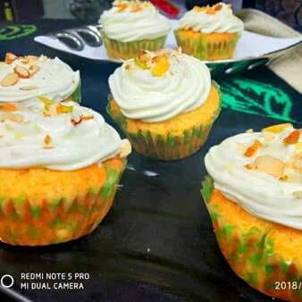 Kesar Badam Cupcakes With Shrikand Frosting