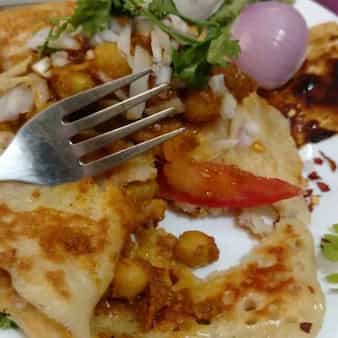 Kulcha pancake with punjabi chole
