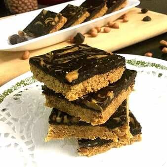 Marbled no bake chocolate peanut butter bars