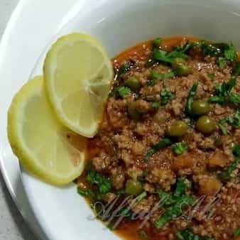 Matar keema cooked in biryani gravy