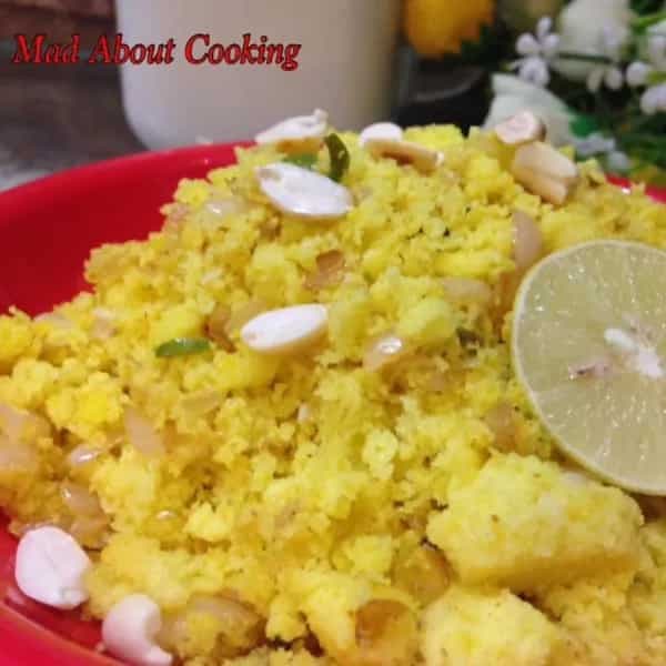 Moong daal poha by using leftover moong daal dhokla