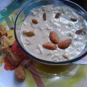 Oats kheer with dry dates(chhuara) and jaggery