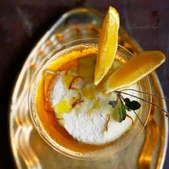 Organic vanilla lime pannacotta with honey saffron gelee
