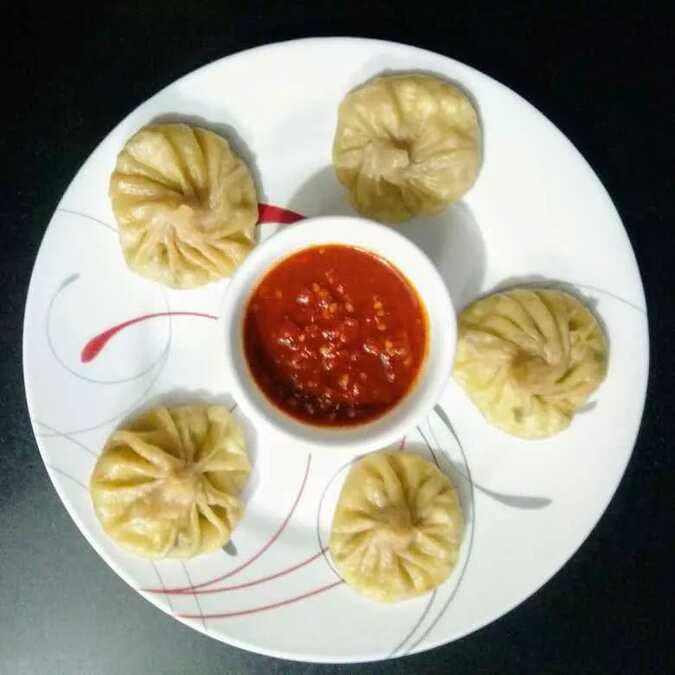 Paneer Momos With Red Chilli Chutney