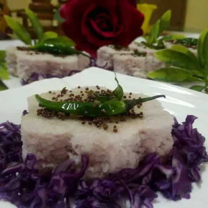 Purple cabbage flower dhokla