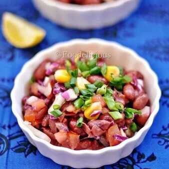 Purple cabbage & kidney bean salad in french dressing