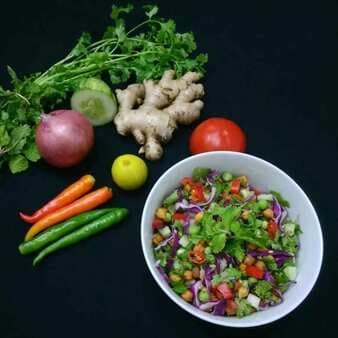 Raw chickpea and peas salad (kachi chana matar salad)