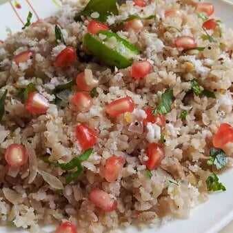 Red rice poha with pomegranate kernels ! !