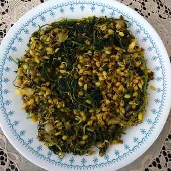 Sprouted green grams dill sabji
