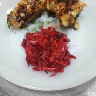 Stuffed paprika chicken with spinach and cheese