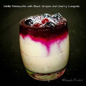 Vanilla pannacotta with black grape compote & cherry compote