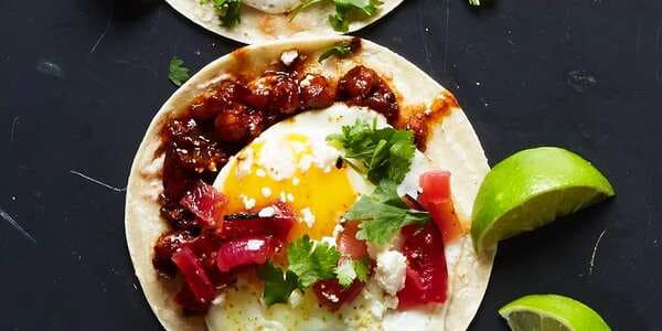 Fried Egg And Smoky Pozole Tacos