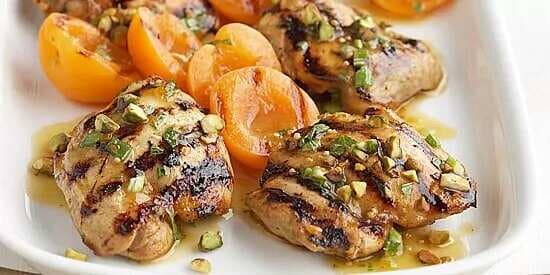 Golden Grilled Chicken Thighs With Apricots