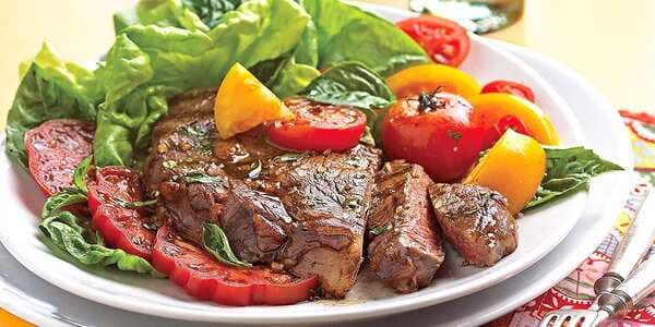 Grilled Ribeye Steaks With Smoked Tomatoes