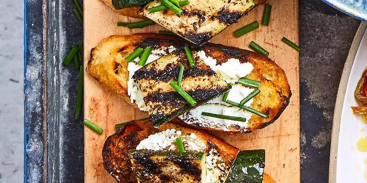 Grilled Zucchini And Goat Cheese Toasts