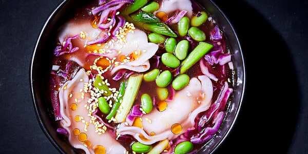 Shortcut Vegetarian Dumpling Soup
