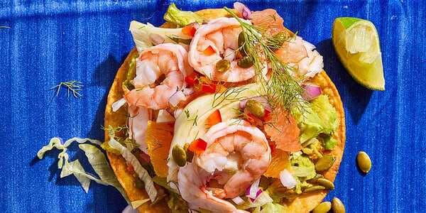 Shrimp Ceviche Tostada With Fennel And Grapefruit