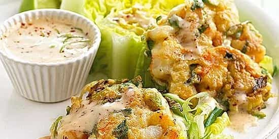 Shrimp Fritters With Romaine