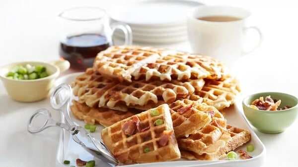 Apple, Bacon And Cheddar Waffles