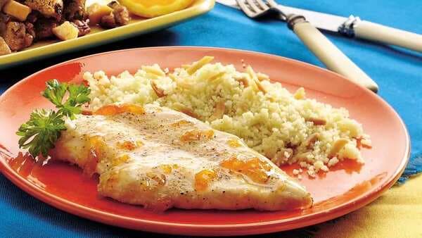 Apricot-Glazed Chicken Breasts With Almond Couscous