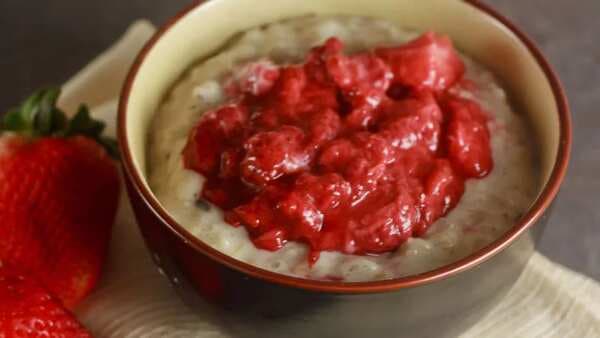 Brown Rice Pudding With Roasted Strawberries