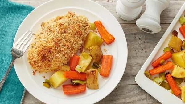 Deviled Chicken With Roasted Vegetables Sheet-Pan Dinner