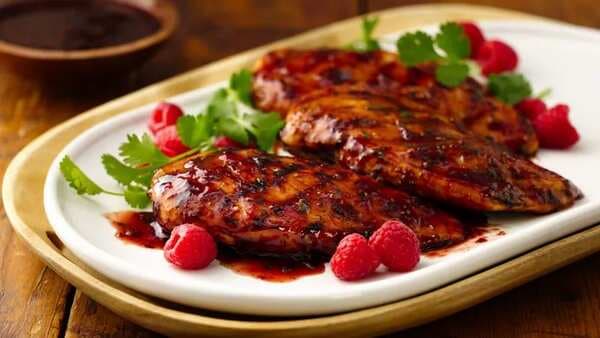 Grilled Chicken With Raspberry Chipotle Glaze