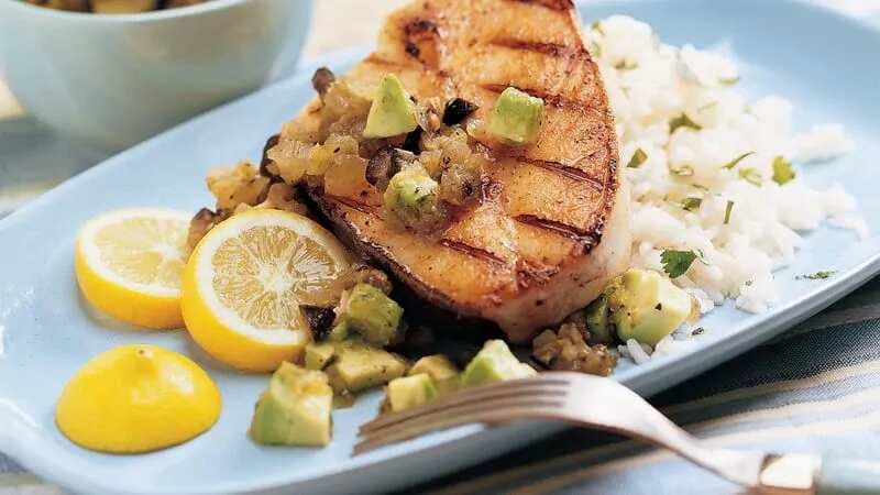 Grilled Halibut With Green Sauce
