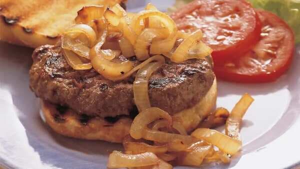Grilled Hamburger Steaks With Roasted Onions