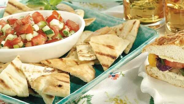 Minted Tomato Salsa With Grilled Pita Chips
