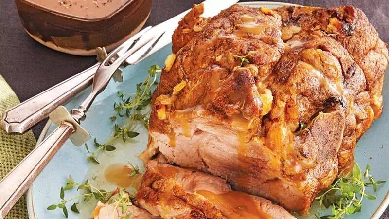 Roast Pork With Garlic Onion Gravy