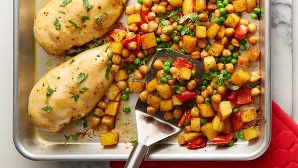 Sheet-Pan Curried Chicken And Vegetables