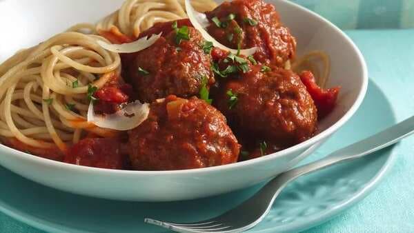Spicy Parmesan Meatballs With Angel Hair Pasta