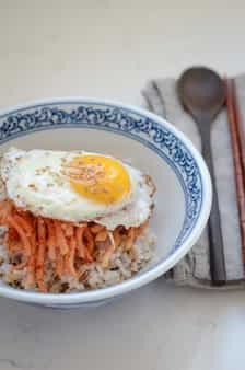 Korean Radish Salad Rice Bowl