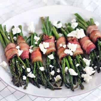 Bacon Wrapped Asparagus With Goat Cheese